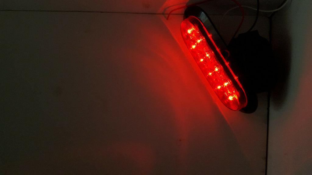 ONE - 6” Oval Red Flange Surface Mount Stop Turn Tail 10 LED Trailer Light (J-66-FR)