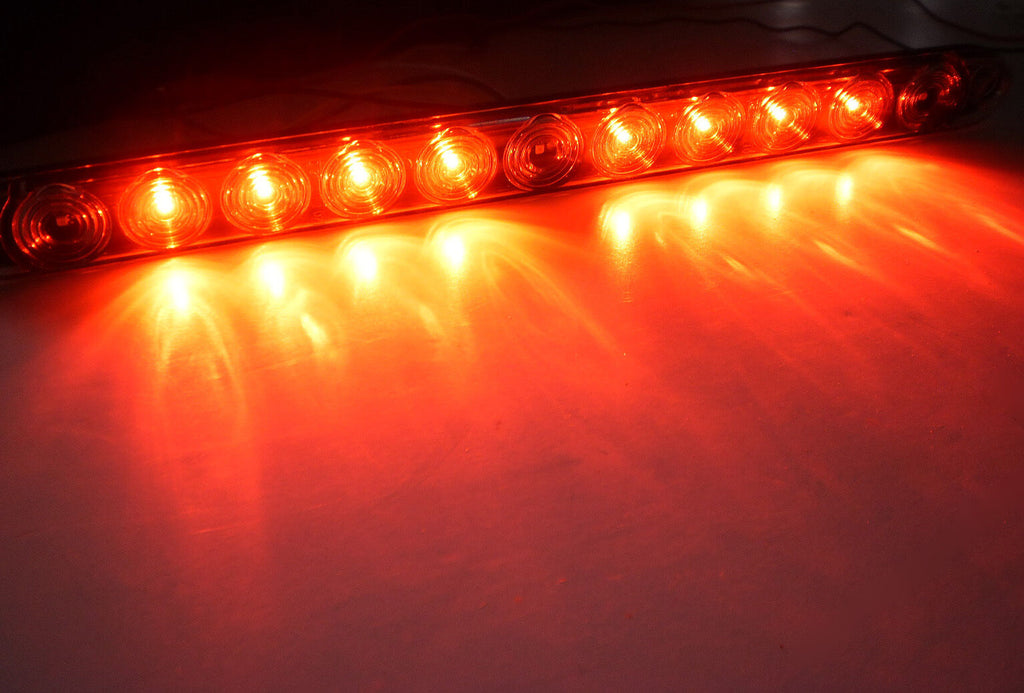 USA -TecNiq Red Clear HI Mount Center ID Bar 11 LED Stop Light Trailer Truck (T13-RC00-1)