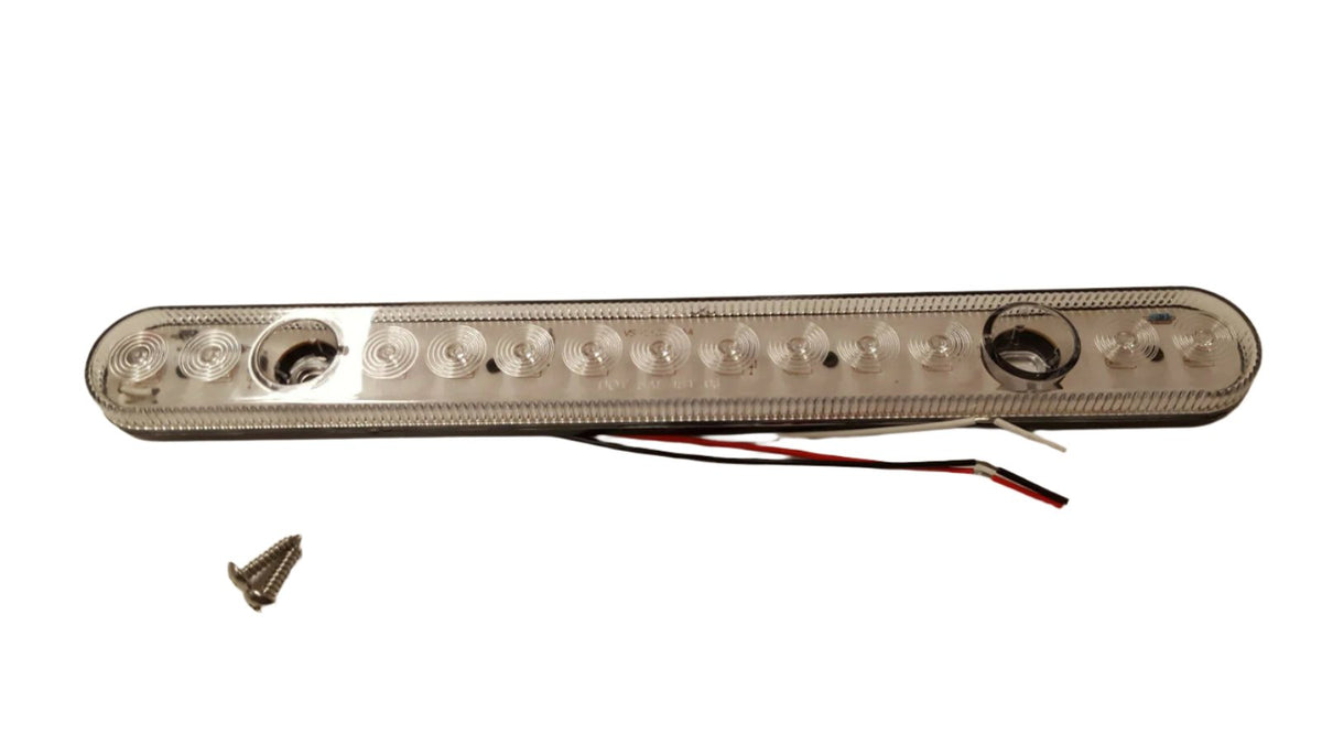 ONE - 13.6" Red Clear Stop Turn Tail Brake Light Bar 13 LED Trailer Heavy Duty (HD13513RSDC)
