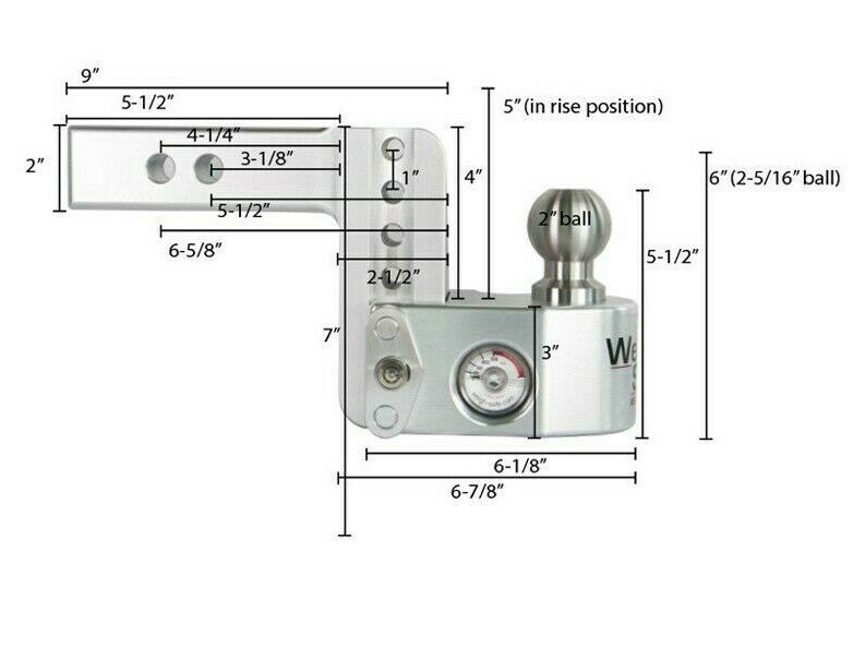 Weigh Safe 2" Locking Hitch Pin & Ball Keyed Alike Ball Mount 4" Drop 10k Rated (WS4-2-KA)