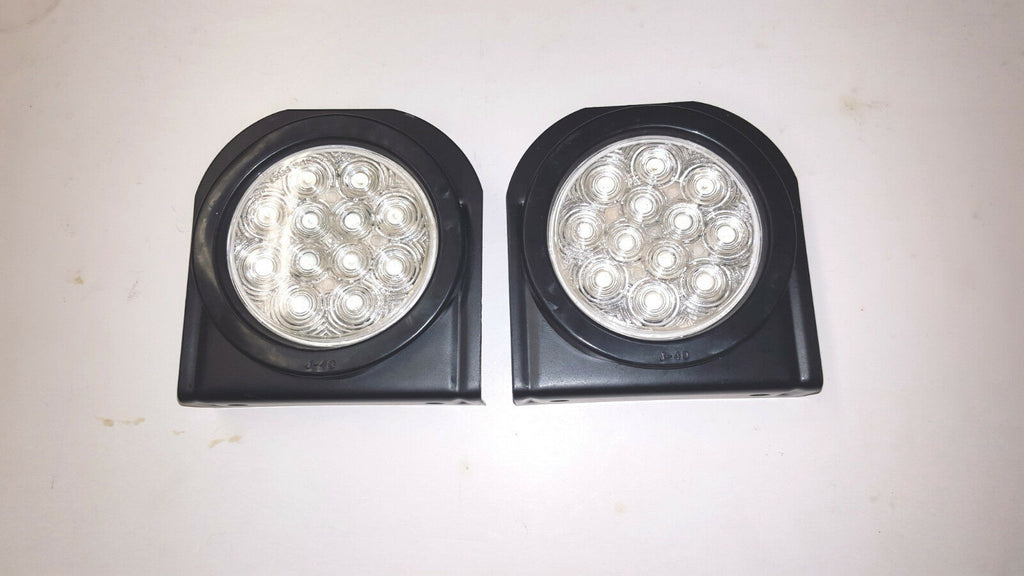 TWO - 4" Round 12 Diode Amber LED With Black Mounting Bra0cket Stop  Turn Tail (J-4512-ACK + J-40-BRKLOTOF2)