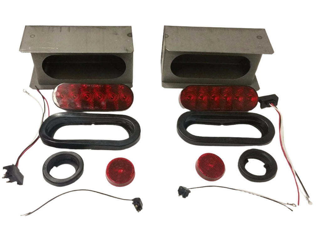 6" Oval Red LED Stop Turn Tail Steel Light Box Kit Housing Trailer Truck Marker (LBK6-R)