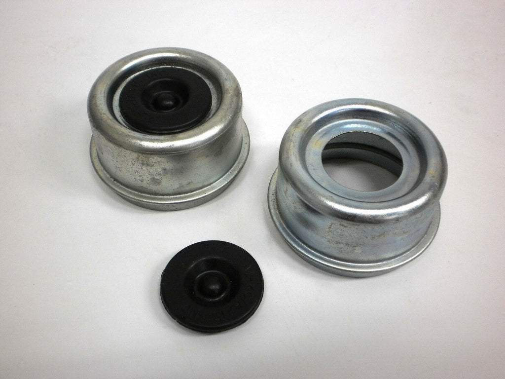 TWO - 2.44 Trailer Axle Dust Cap Cup Grease Cover RV Camper EZ Lube (021-042-02 + 085-001-00-LOTOF2)