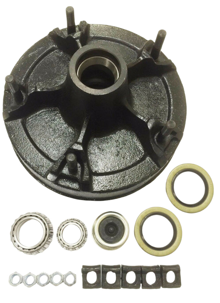 12 X 2 Mobile Home Utility Trailer Brake Drum 5 Lug w/ Bearings Rim Clamps (MHD-KIT) 8-174