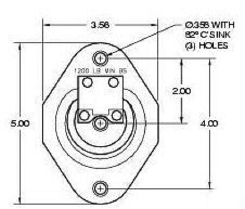 4 - Recessed D Ring tie Down rings 1200# Rated Trailer ATV Snowmobile Lawn Mower (RR01-LOTOF4)