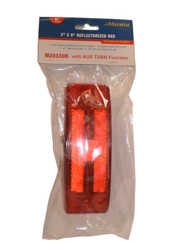 2" x 6" Maxxima Red 8 LED Combination Aux Brake Tail Marker Light Truck Trailer (M20330R)