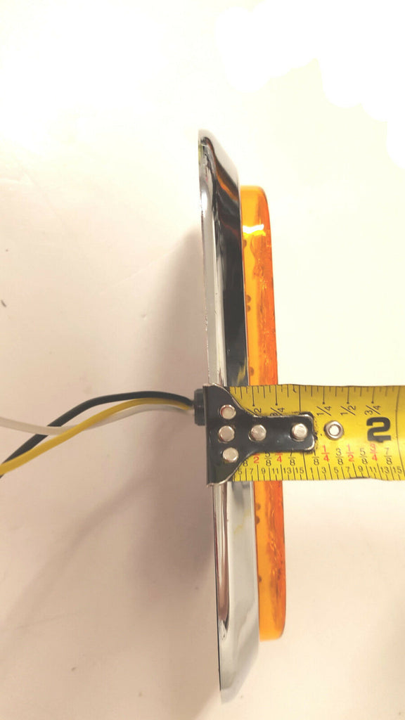 1-6” Oval Flange Mount 10 LED Lens Amber Light Chrome Bezel Trailer Truck  (J-66-FA + J-65-BZ-C)