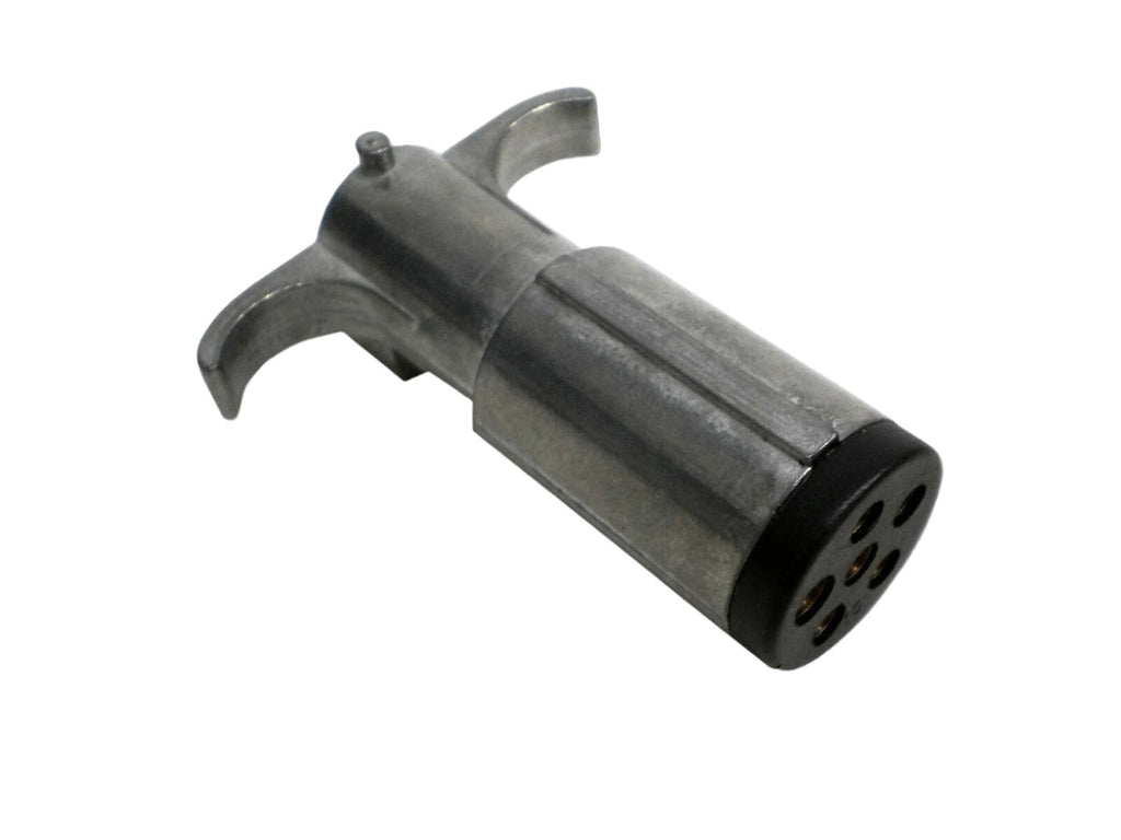 6 Way Round Pin Trailer Plug Cord End Zinc Plated Horse (R6TD)