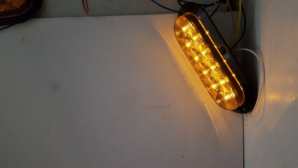 1-6” Oval Flange Mount 10 LED Lens Amber Light Chrome Bezel Trailer Truck  (J-66-FA + J-65-BZ-C)