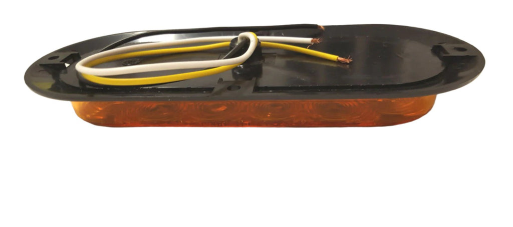 1 (ONE) 6” Oval Flange Surface Mount 10 LED Lens Amber Truck Trailer Light (J-66-FA)