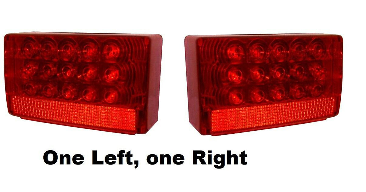 Pair LED Box Stop Turn Tail Trailer Camper RV Lights, (J-72 + J-72-L)