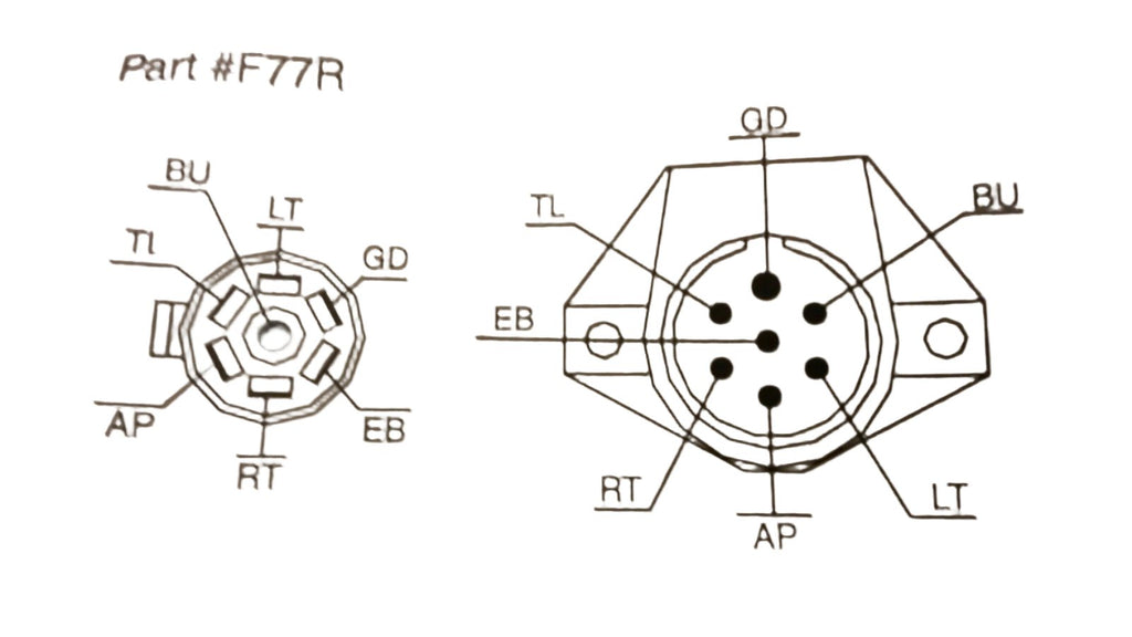 7 way Round Pin Truck to 7 blade Trailer Plug Adapter  (R77F)