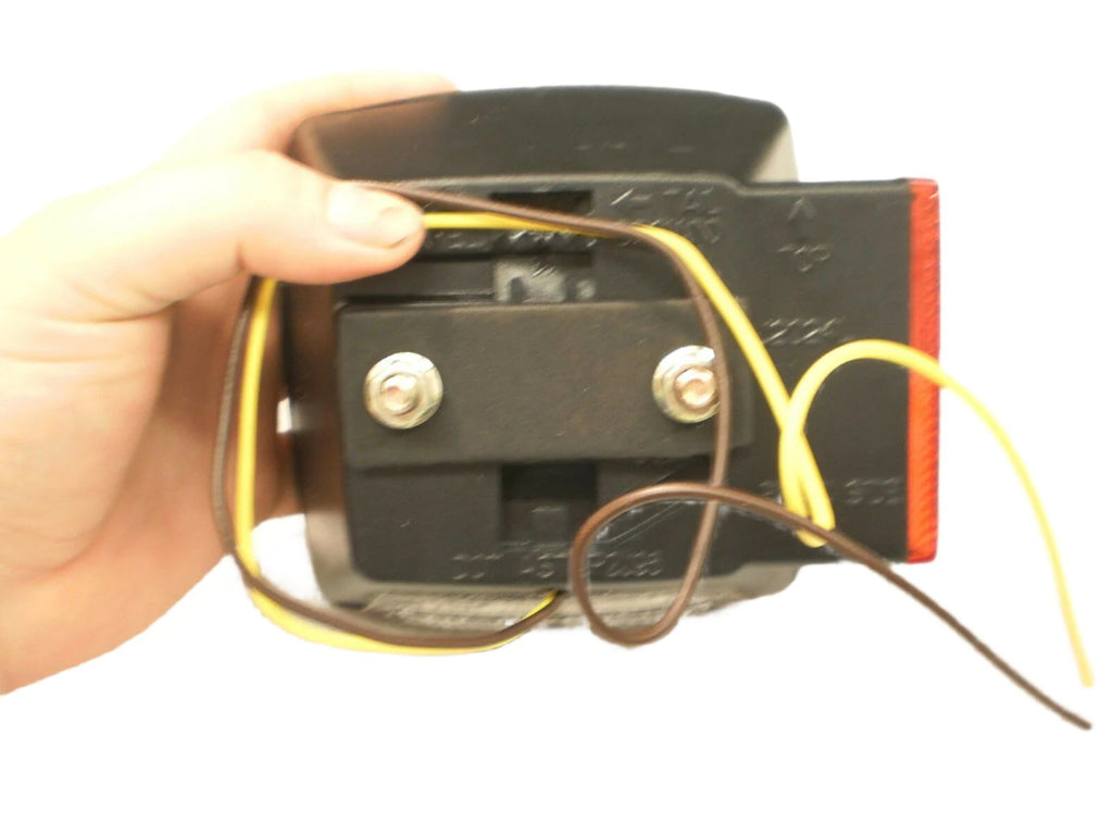 PAIR Boat Trailer LED Box Red Brake Stop Turn Tail Camper Under 80 w/ Wire Leads (J-24245 + J-24245L)