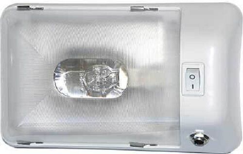White Interior Dome Light Camper RV Trailer Incandescent with 12V Receptacle  (D-23)