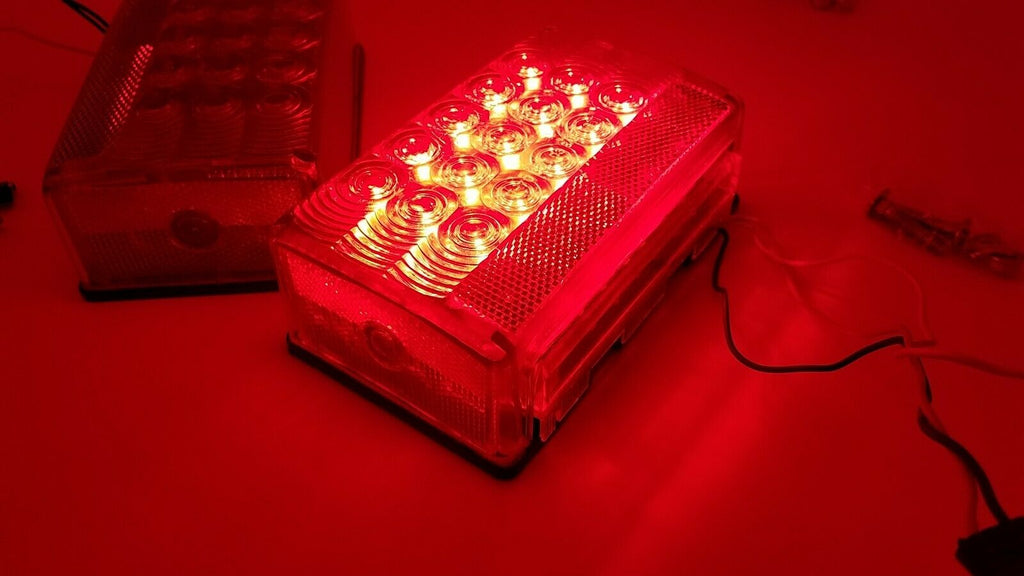 Pair LED Box Stop Turn Tail Trailer Camper RV Lights, (J-72 + J-72-L)