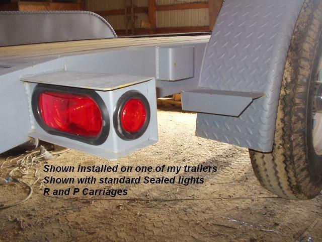 6" Oval Red LED Trailer Stop Turn Tail Light Box Kit – Steel Housing w/ License Plate Holder (LBK6-LIC-R)