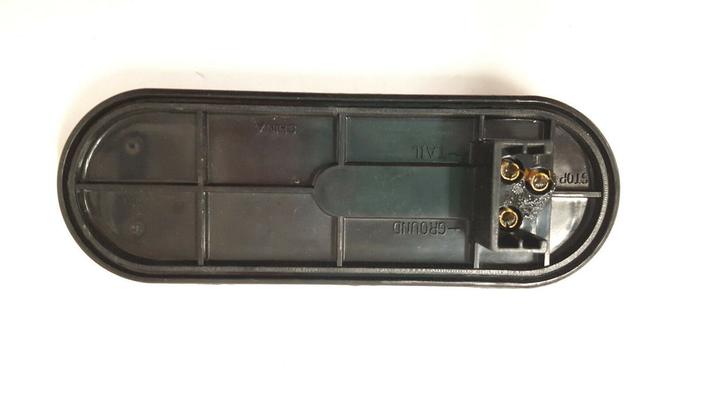 TWO - 6" LED Light Oval Stop Turn Tail Red Red 7 Diode Grommet Trailer Truck RV (J-67-R-LOTOF2)