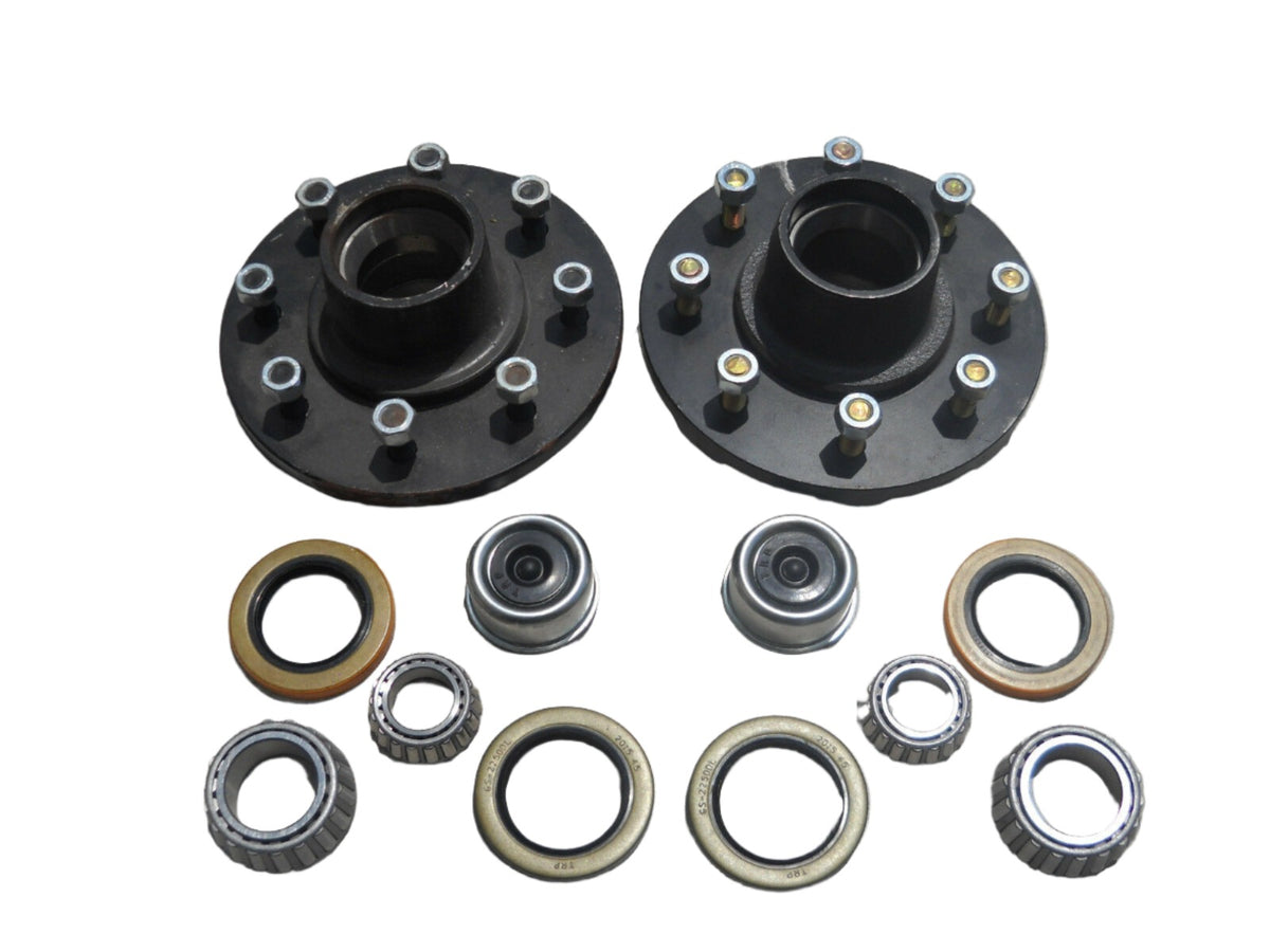 2- Genuine Dexter 8x6.5 Hubs with 7000# Bearing Kits Replace Trailer Idler Axle (821309-KITX2)