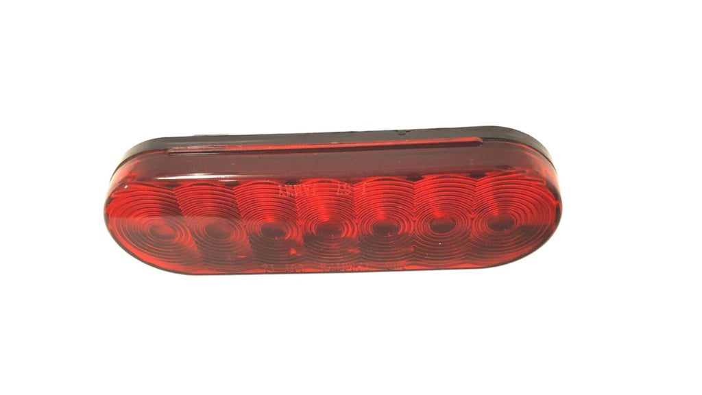 ONE - 6" LED Light Oval Stop Turn Tail Red Red 7 Diode Grommet Trailer Truck RV (J-67-R-LOTOF1)