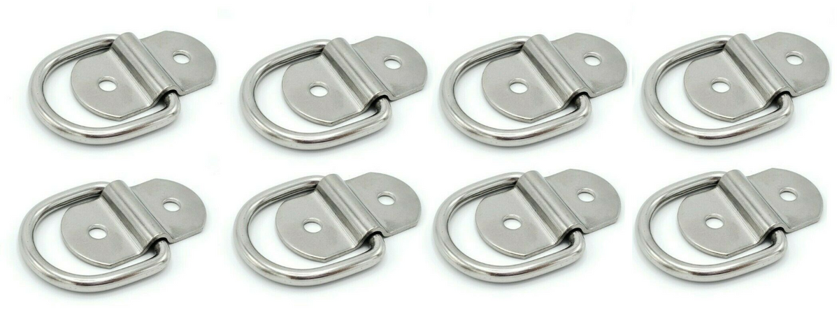 8 - 3/16" D Ring Rope Tie Down 1000# Rated Trailer ATV Snowmobile Truck Jeep (SR10-8)