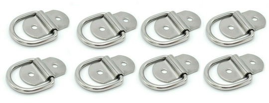 8 - 3/16" D Ring Rope Tie Down 1000# Rated Trailer ATV Snowmobile Truck Jeep (SR10-8)