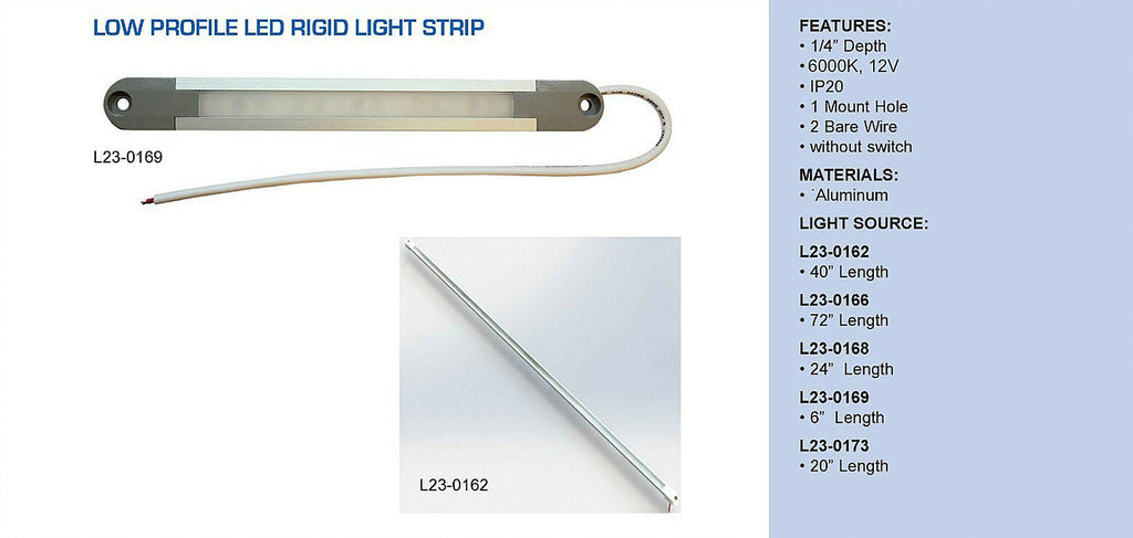 Kaper II 1/4" Low Profile Aluminum 40" Light Bar White Camper RV Trailer Truck