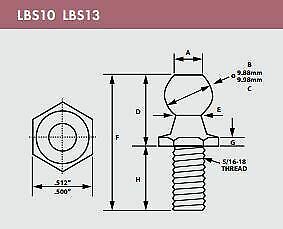 Gas Spring Strut Replacement Ball Socket Stud Screw Trailer RV 13 mm (LBS-13)