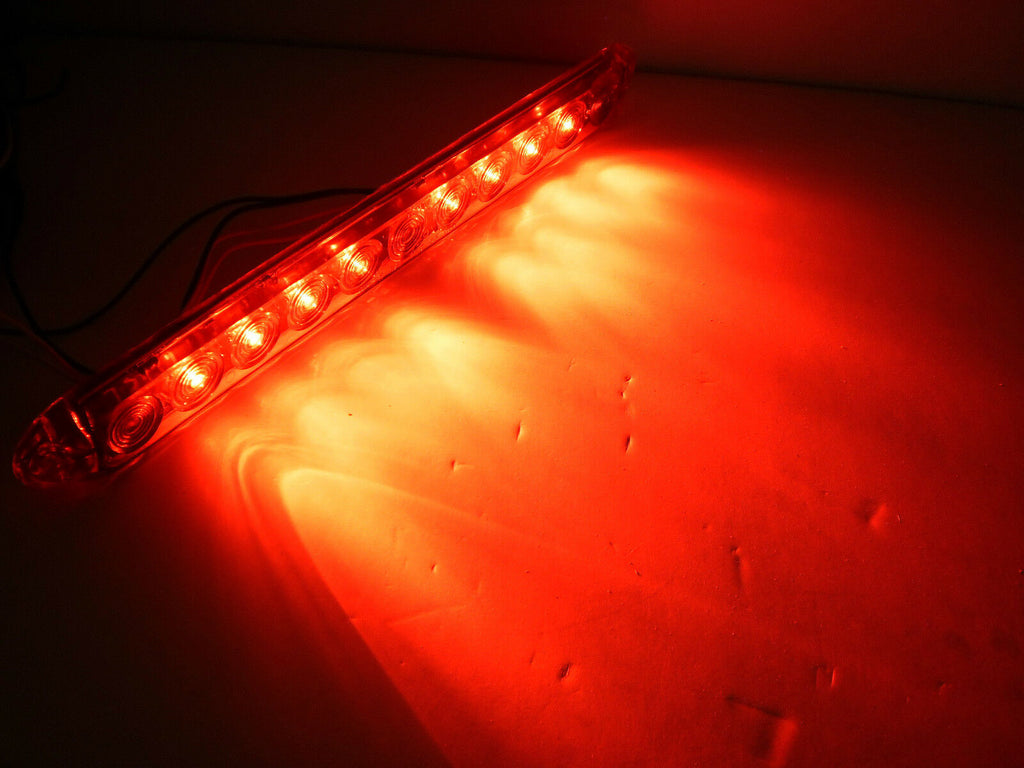 15" Red Lens Hi Mount Center ID Bar 11 LED Stop Turn Tail Light Trailer Truck RV (J-5354-R)