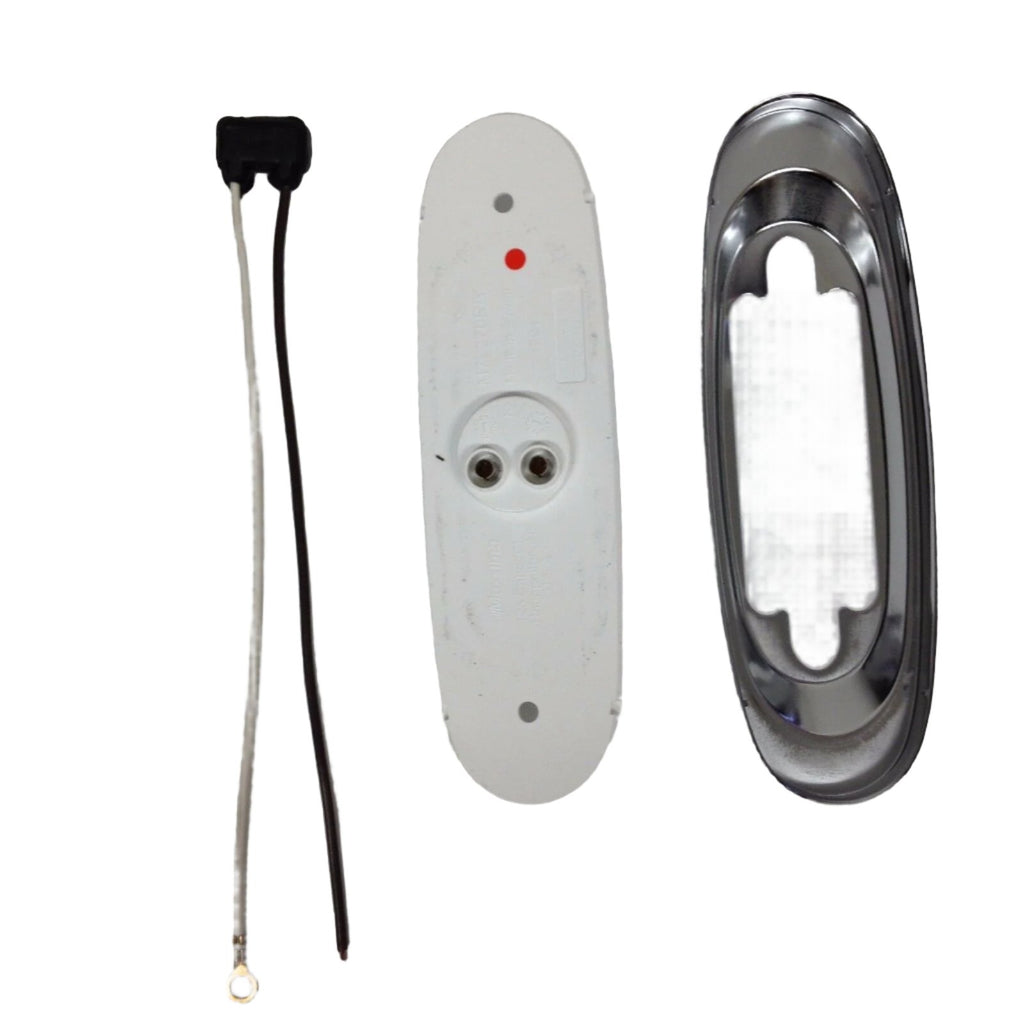 Maxxima LED Red Clear Oval Marker Clearance Light Stainless Steel Trim Trailer (M72270RCL-KIT)