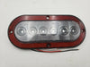 Surface mount Flat 6" Oval LED S/T/T, CLEAR Lens, Red 6 Diode, Red Reflective  (J-656-FRCX)