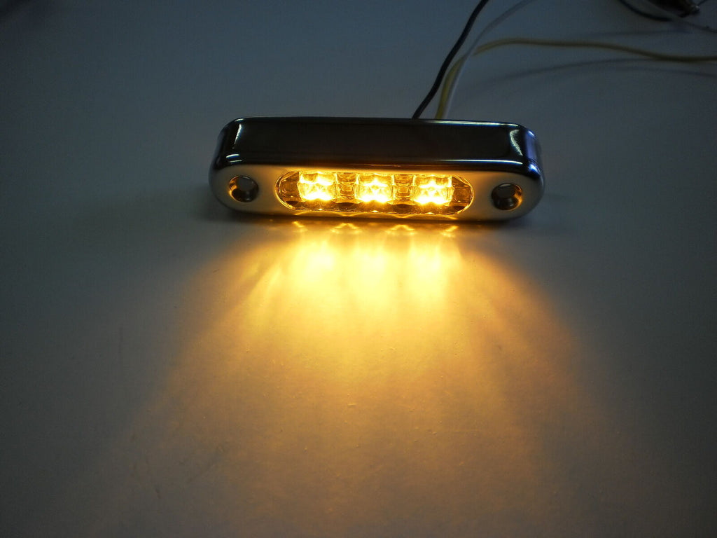 1 -USA TecNiq Amber Marker Turn  3 LED EON Light w/Vertical SS Mount Motorcycle  (E03-ASV3-1)