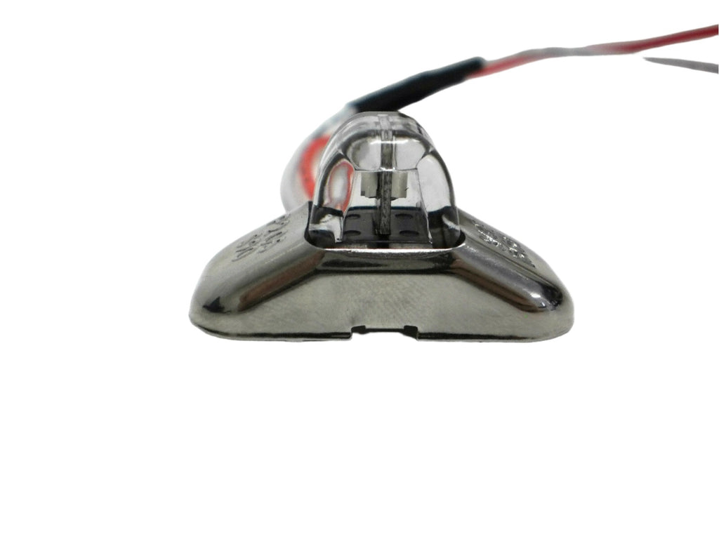 2 - Tecniq Red/Amber Trailer fender marker light Stainless Steel Bezel USA (S90-0000-1 + S90-0SS0-1-LOTOF2)