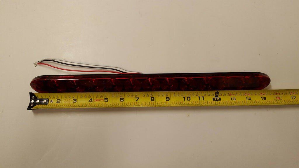 TWO 15" Low Pro Red LED Stop Turn Tail Light RV Trailer Truck & Chrome Bezel USA (T10-rr00-1 + T10-0c00-1LOTOF2)