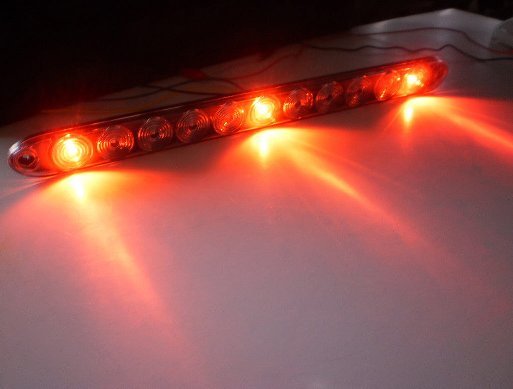 USA -TecNiq Red Clear HI Mount Center ID Bar 11 LED Stop Light Trailer Truck (T13-RC00-1)