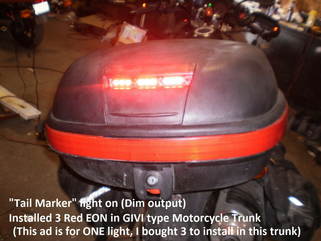 1 - USA EON Red LED Dual Function STT Motorcycle ATV W/ Black Vert Case (E03-D003-1 + E03-0BV0-1)