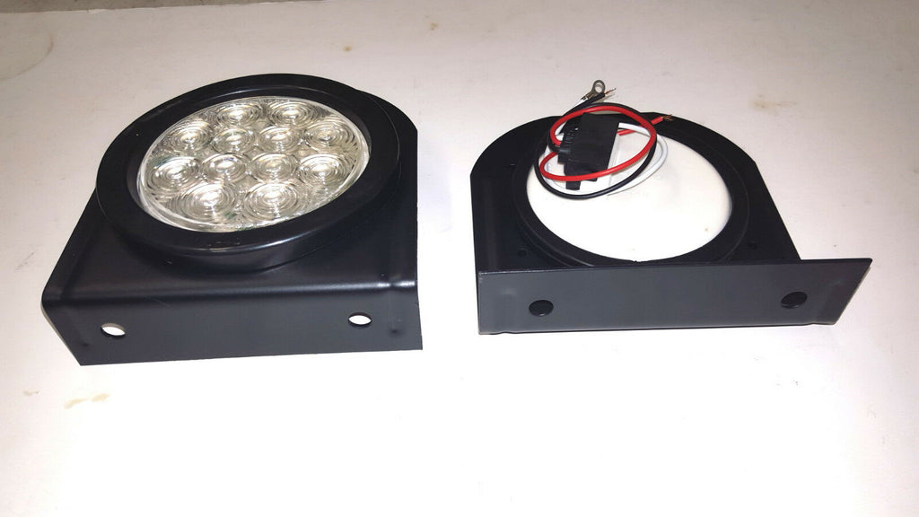 TWO - 4" Round 12 Diode Amber LED With Black Mounting Bra0cket Stop  Turn Tail (J-4512-ACK + J-40-BRKLOTOF2)