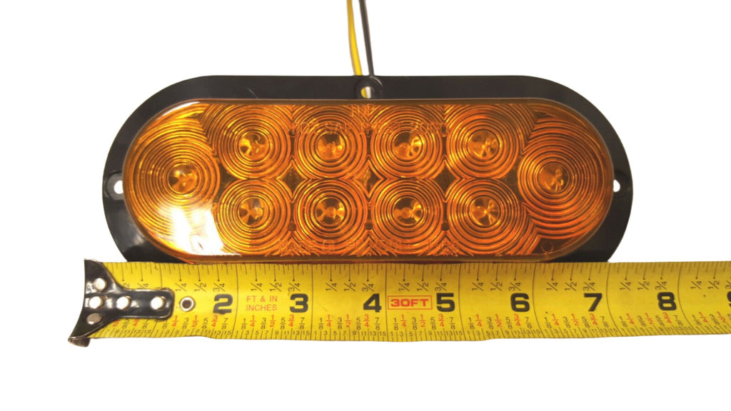 6 (SIX) 6” Oval Flange Surface Mount 10 LED Lens Amber Truck Trailer Light (J-66-FALOTOF6)