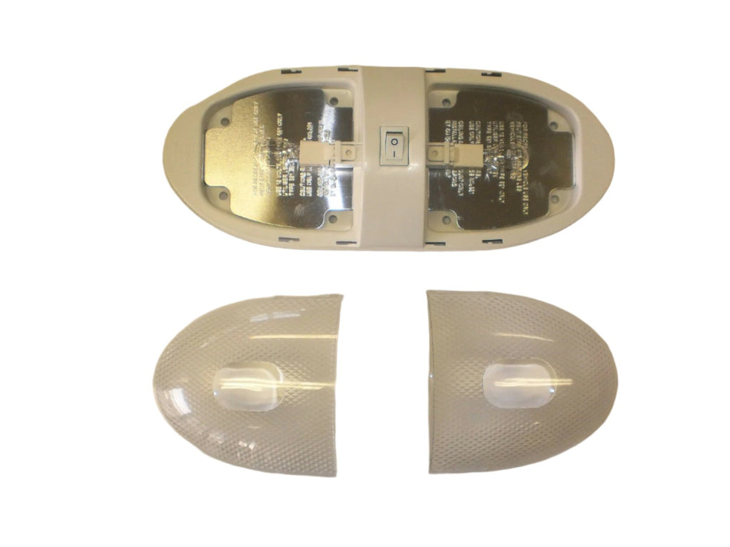 Double Dome Light Economy Euro Interior Dome Lamp RV Camper Trailer White  (D-92)