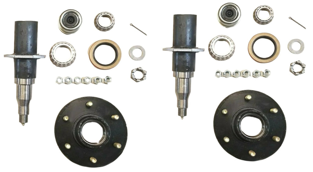 6000# Build Your Own trailer Axle Kit w/6 x 5.5 Lug Hubs FLANGED Round Spindle (BYOAK-42FZ-H655-RO)