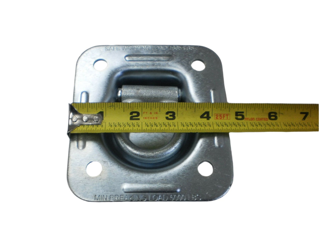 5 - Zinc Plated Recessed 5000 D Rings with Backing Plates Bolts Car Trailer  (RR5K-LOTOF5)