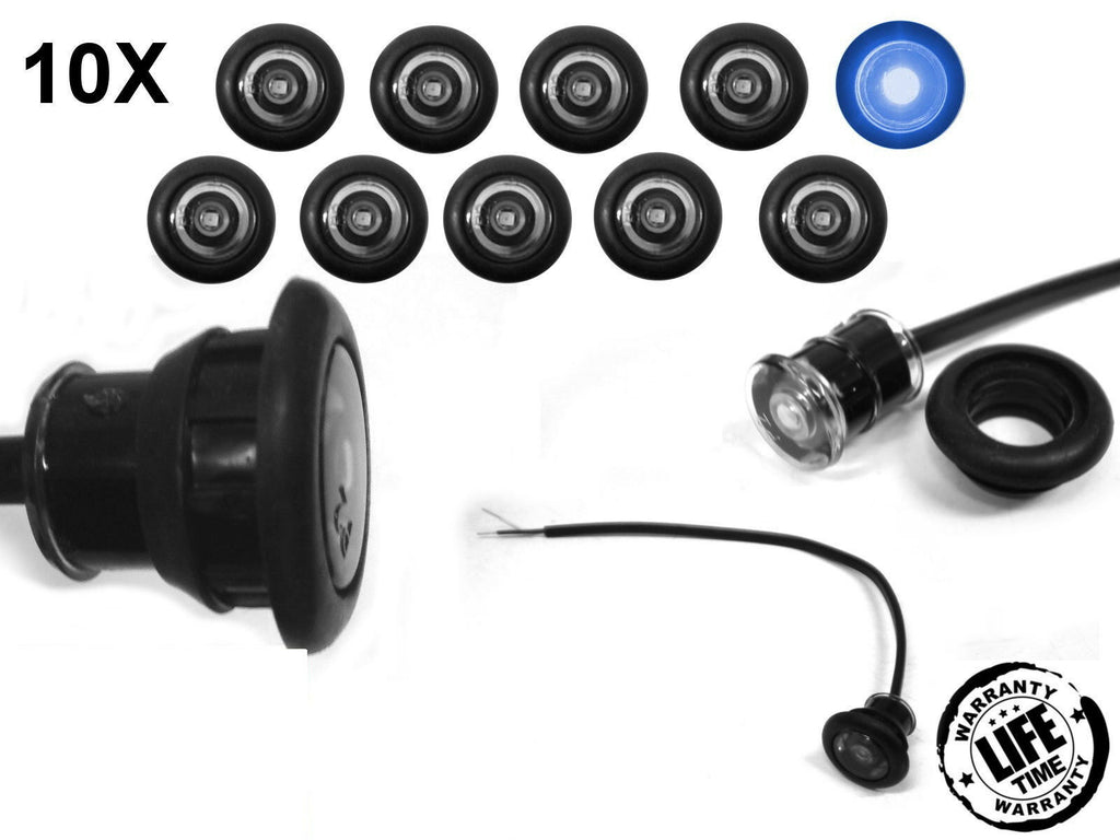 TEN TecNiq 3/4 Mini Blue Clear LED Light Hot Spot Bullet Truck Trailer USA (S33-BC00-1-LOTOF10)