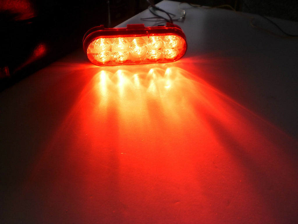 Maxxima 6" Oval Red Clear LED Stop Turn Tail Light Truck Trailer RV  (M63322RCL-KIT)