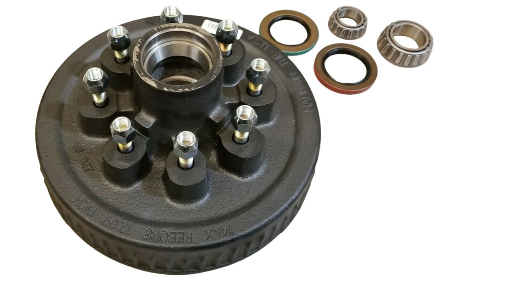 Replace Left Trailer Brake Dexter 8x6.5 Drums 9/16 Nuts 7000# 12" Backing Plate (821913-B-DEX-L)