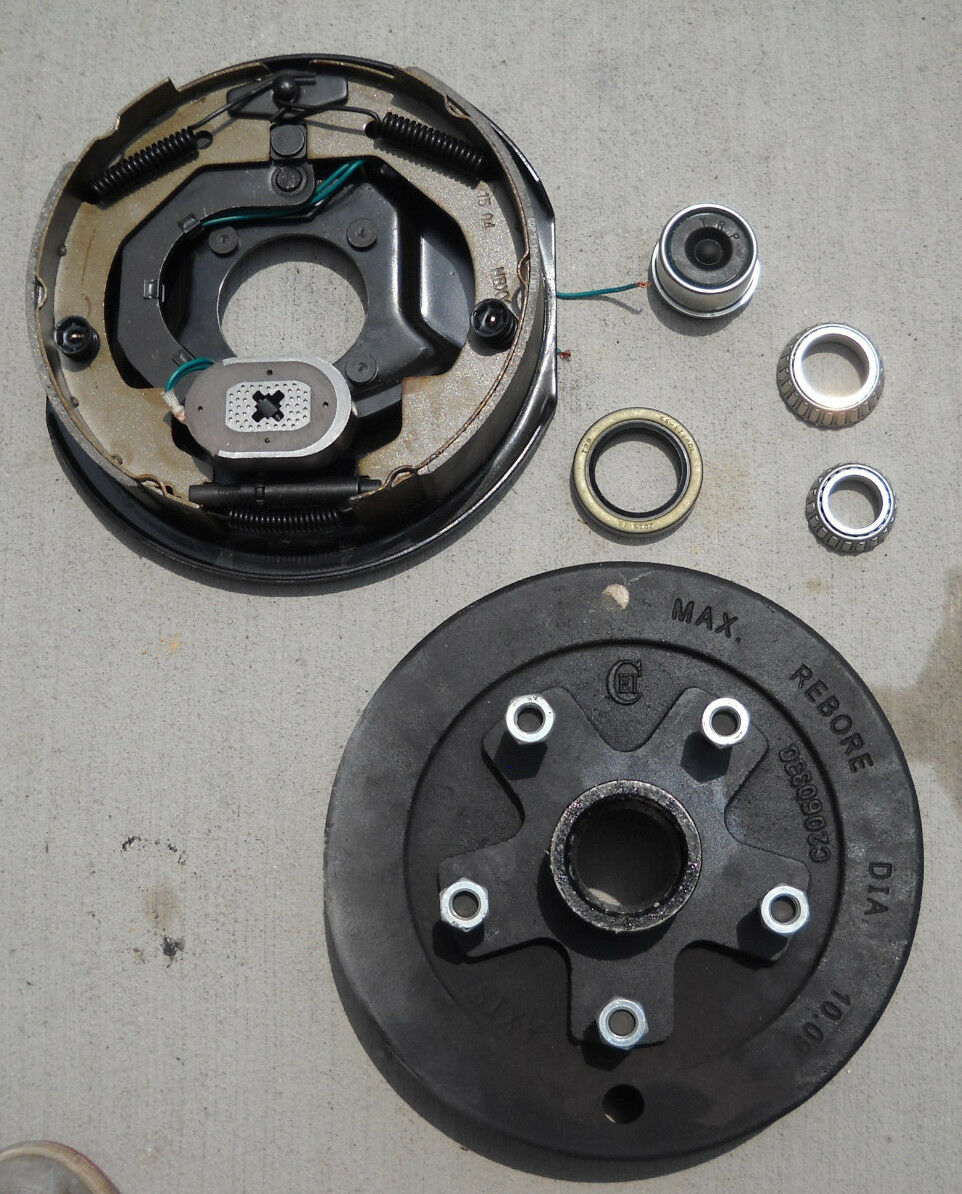 1- 5x5.5 3500# 5 Lug Brake Drum with 10" Electric Left Hand Backing Plate (94555-B-IMP-L)