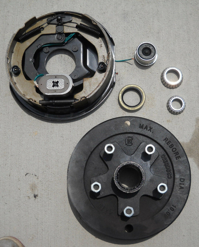 1- 5x5.5 3500# 5 Lug Brake Drum with 10" Electric Left Hand Backing Plate (94555-B-IMP-L)