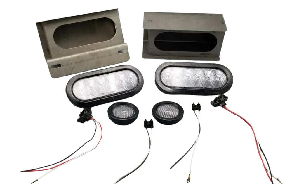 6" Oval Red Clear LED Stop Turn Steel Light Box Trailer License Plate Holder (LBK6-LIC-RCL)