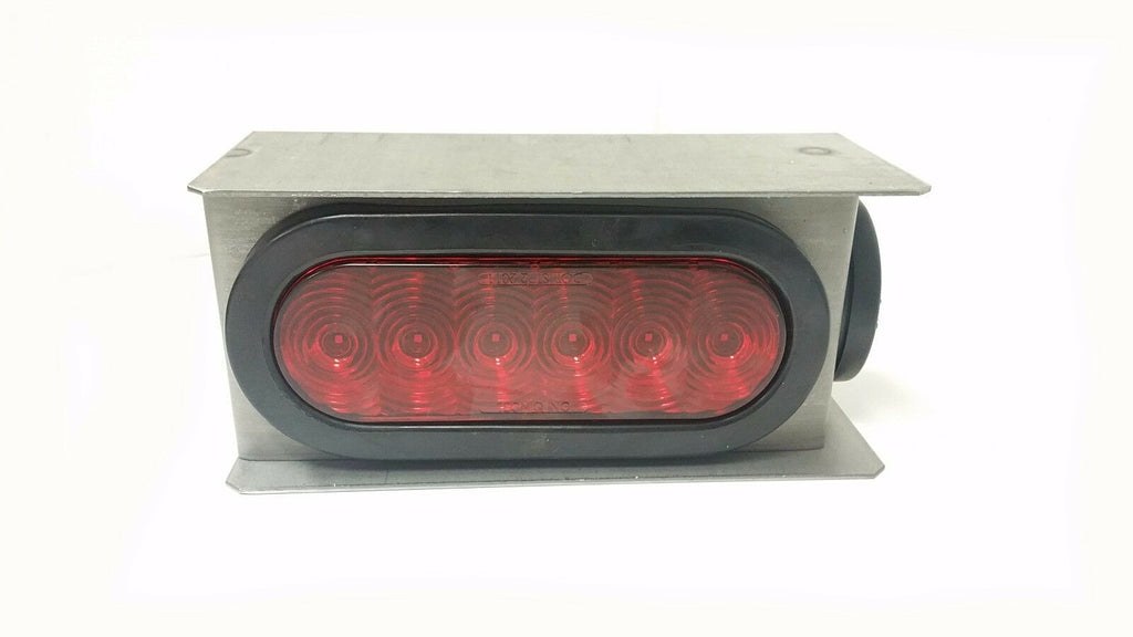 6" Oval Red LED Stop Turn Tail Steel Light Box Kit Housing Trailer Truck Marker (LBK6-R)