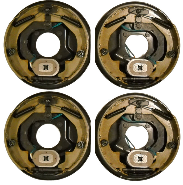 4 - (2 Pair) 10" x 2.25" Complete Electric Trailer Brake Backing Plates 3500 Axle (10RVEB-2P)