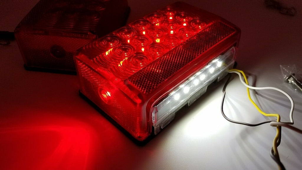 Pair LED Box Stop Turn Tail Trailer Camper RV Lights, (J-72 + J-72-L)