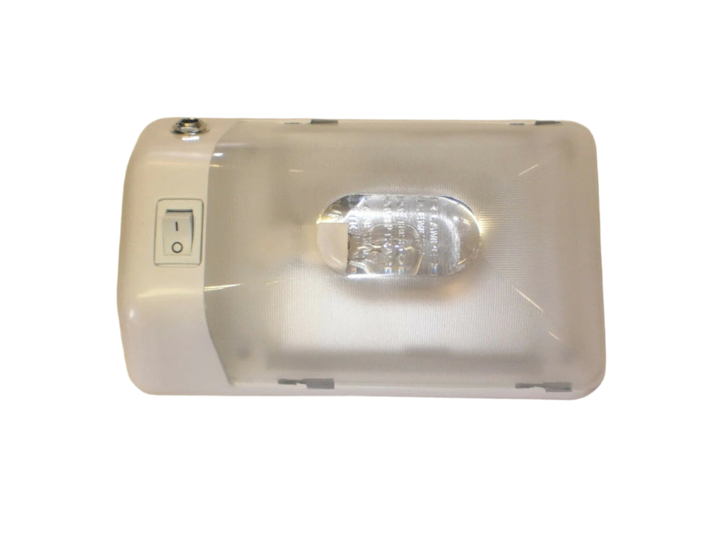 White Interior Dome Light Camper RV Trailer Incandescent with 12V Receptacle  (D-23)